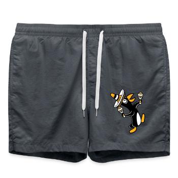Pingouin, hochet, fête, culture mexicaine, chapeau, Fun - Short de bain - charbon - Devant - AI Model Male 185 light (185cm)