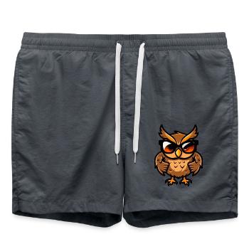 owl animal - Swim Trunks - anthracite - Front - AI Model Male 185 light (185cm)