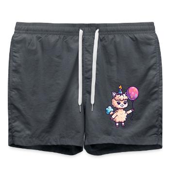Alpaka Llama Geburtstag Baby - Badeshorts - Anthrazit - Vorne - AI Model Male 185 light (185cm)
