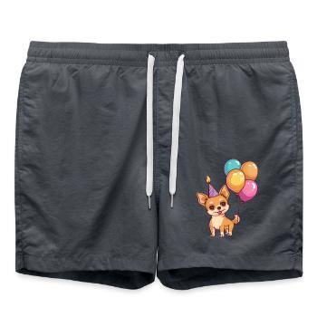 Chihuahua Dogs Birthday Baby - Swim Trunks - anthracite - Front - AI Model Male 185 light (185cm)