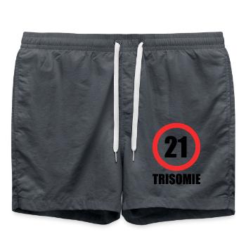 Down syndrome - Swim Trunks - anthracite - Front - AI Model Male 185 light (185cm)