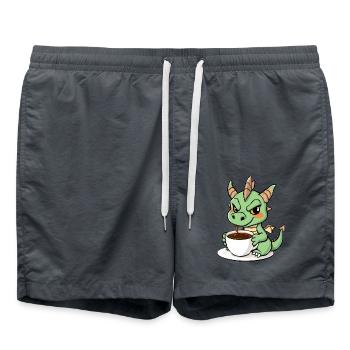 Le doux dragon aime le café - Short de bain - charbon - Devant - AI Model Male 185 light (185cm)