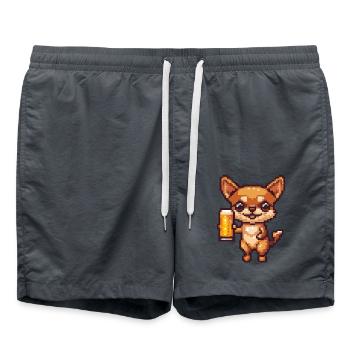 Chihuahua Hunde Pixel Bier - Badeshorts - Anthrazit - Vorne - AI Model Male 185 light (185cm)