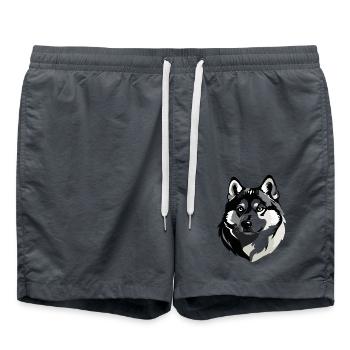 Tête de husky - Autocollant de chien de compagnie - Short de bain - charbon - Devant - AI Model Male 185 light (185cm)
