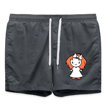 Oiseau Dame Femme Femme Jolie Robe Arc - Short de bain - charbon - Devant - AI Model Male 185 light (185cm)
