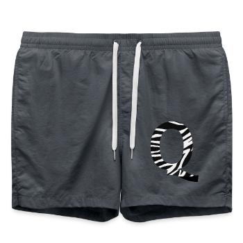 Buchstabe q zebra - Badeshorts - Anthrazit - Vorne - AI Model Male 185 light (185cm)