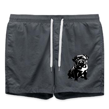 Mops Pug - Pet Dog Sticker - Badeshorts - Anthrazit - Vorne - AI Model Male 185 light (185cm)
