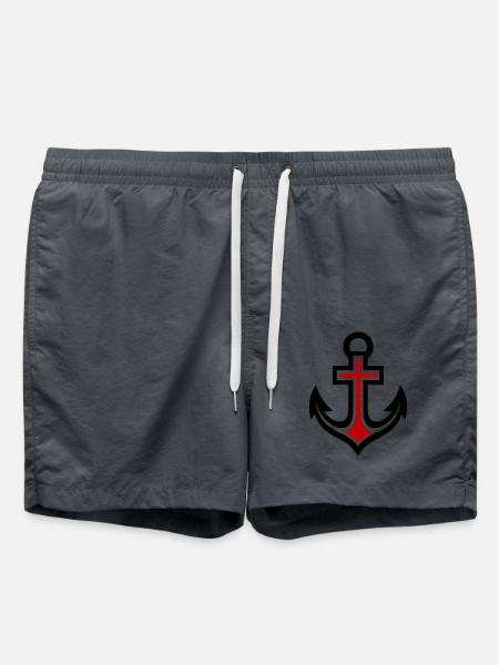 Anchor Cross Icon - Swim Trunks - anthracite