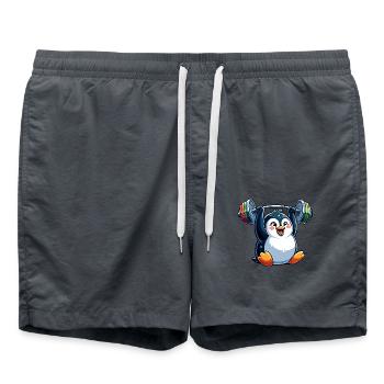 Pingouin avec haltère : entraînement physique - Short de bain - charbon - Devant - AI Model Male 185 light (185cm)