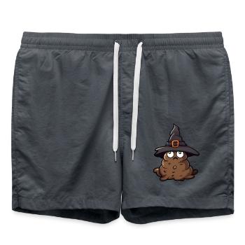 Drôle de tas de caca d’Halloween avec chapeau de sorcière. - Short de bain - charbon - Devant - AI Model Male 185 light (185cm)