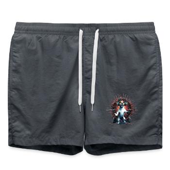 Jack Russell Terrier Dances Music Gift - Swim Trunks - anthracite - Front - AI Model Male 185 light (185cm)