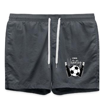 Unser erster Vatertag (Fußball Papa Sohn Baby) - Badeshorts - Anthrazit - Vorne - AI Model Male 185 light (185cm)