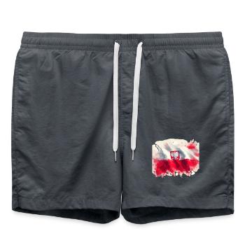 Drapeau Pologne Pologne Polska Polonais Rouge Blanc - Short de bain - charbon - Devant - AI Model Male 185 light (185cm)