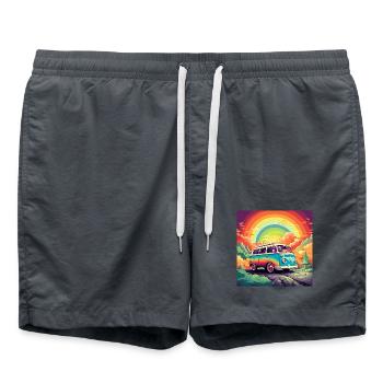 Rainbow Bus Retro Trip - Swim Trunks - anthracite - Front - AI Model Male 185 light (185cm)