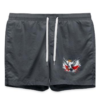 Polen Polska polnisch rot weiß Adler Krone Geschen - Badeshorts - Anthrazit - Vorne - AI Model Male 185 light (185cm)