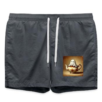 Ghost in the Teapot: Spooky Fun for Halloween - Swim Trunks - anthracite - Front - AI Model Male 185 light (185cm)