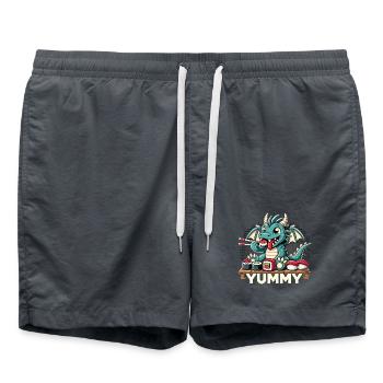 Dragon Maki Sushi Yummy Kawaii Gift - Swim Trunks - anthracite - Front - AI Model Male 185 light (185cm)