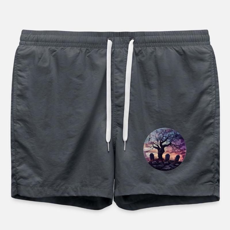 Geometric Ghost Tree at Sunset - Swim Trunks - anthracite