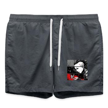 Punk rock girl watching butterfly - Swim Trunks - anthracite - Front - AI Model Male 185 light (185cm)