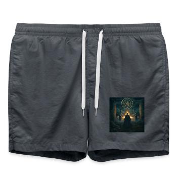 Anneau runique de magie nocturne - Short de bain - charbon - Devant - AI Model Male 185 light (185cm)