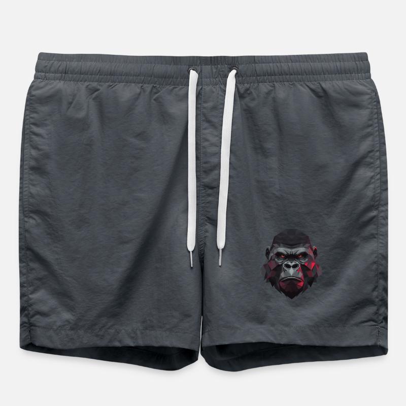 Polygon gorilla with red eyes - Swim Trunks - anthracite