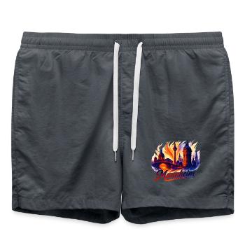 Silhouette de la ville de Mannheim Magnifique cadeau - Short de bain - charbon - Devant - AI Model Male 185 light (185cm)