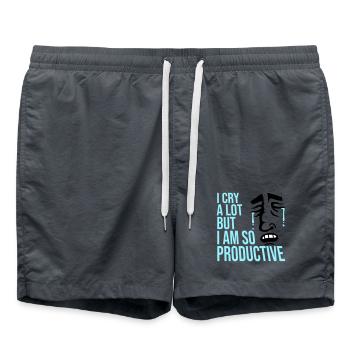 I Cry A Lot But I Am So Productive Lustig Emotion - Badeshorts - Anthrazit - Vorne - AI Model Male 185 light (185cm)