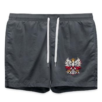 Aigle polonais : blanc et rouge avec couronne et drapeau - Short de bain - charbon - Devant - AI Model Male 185 light (185cm)