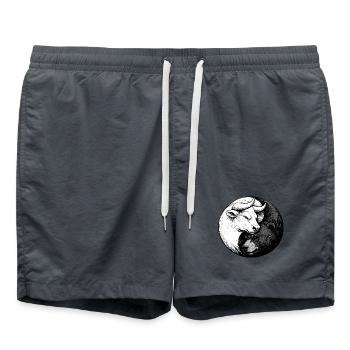 Yin Yang Stock Exchange: Bull & Bear Design for Shareholders - Swim Trunks - anthracite - Front - AI Model Male 185 light (185cm)