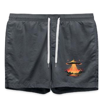 UFO-Lichtbogen über Gebirge - Badeshorts - Anthrazit - Vorne - AI Model Male 185 light (185cm)