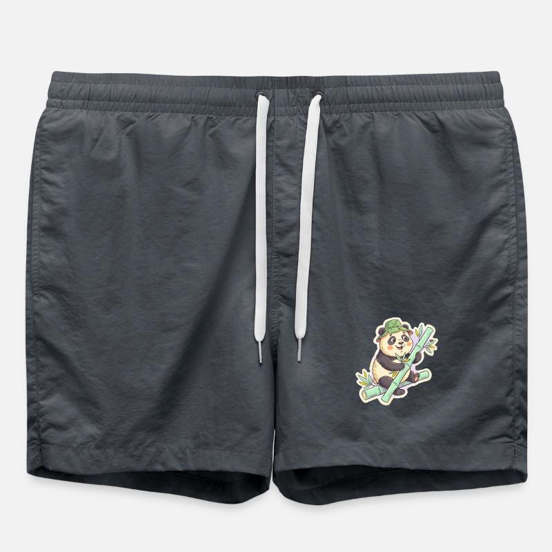 Panda on bamboo path - Swim Trunks - anthracite