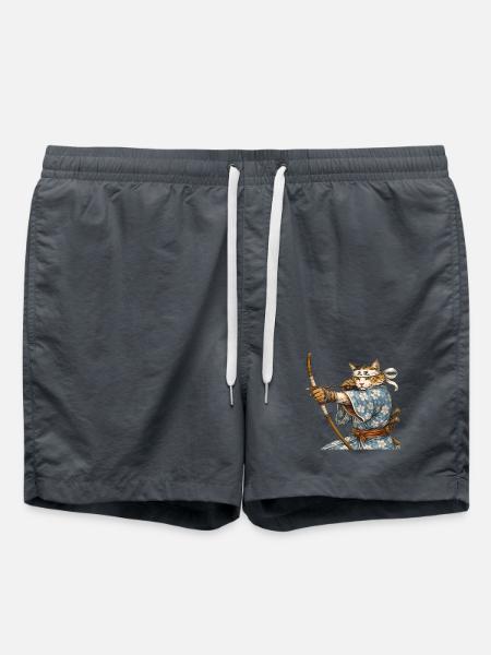 Kyudo Cat Archer – Japanese Zen Archery Art - Swim Trunks - anthracite