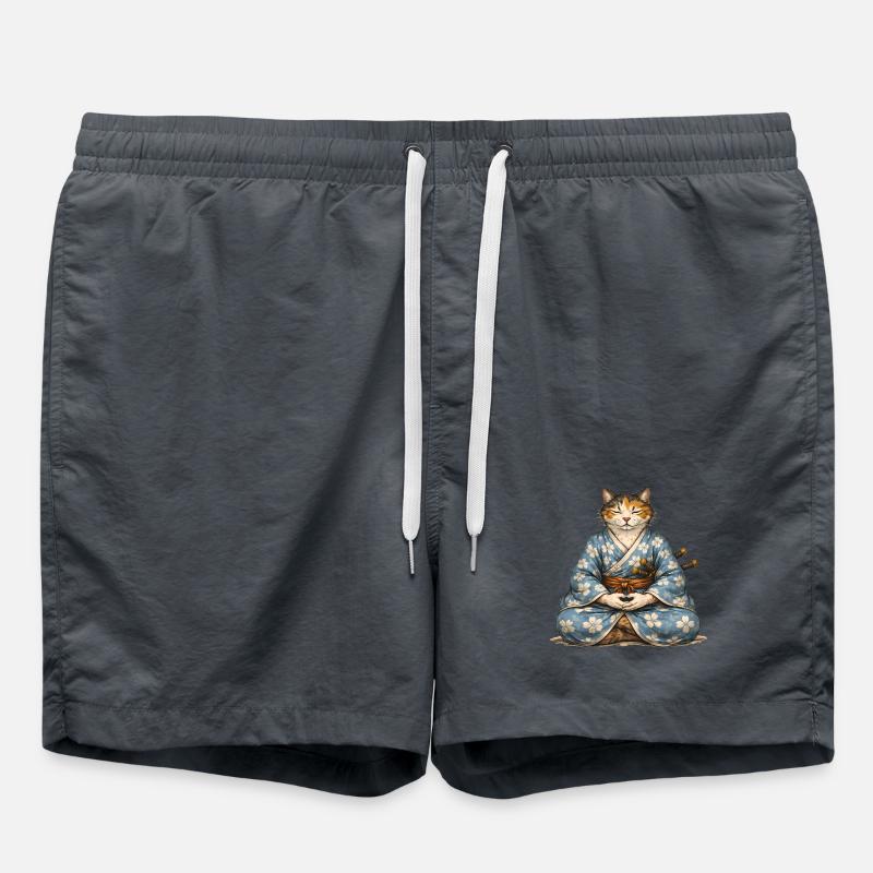 Kimono de méditation Zen Samurai Cat - Short de bain - charbon