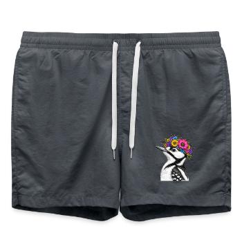 Flower Wreath Bird - Swim Trunks - anthracite - Front - AI Model Male 185 light (185cm)