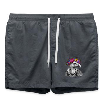 Portrait d’oiseau en couronne de fleurs - Short de bain - charbon - Devant - AI Model Male 185 light (185cm)