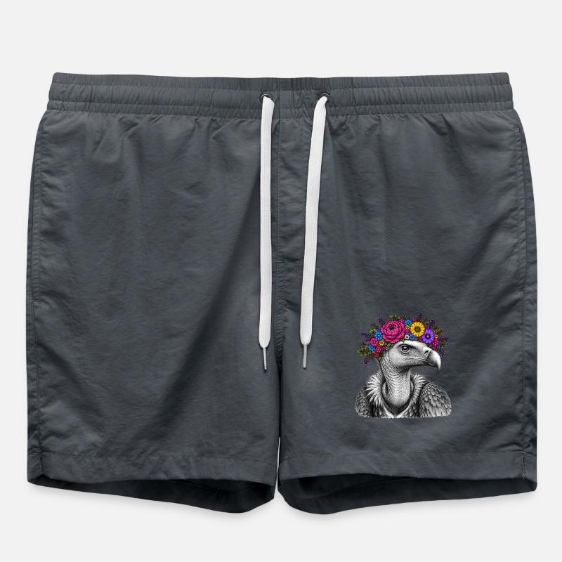 Flower Wreath Bird Portrait - Swim Trunks - anthracite