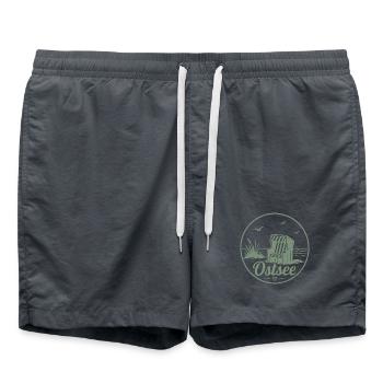 Ostsee Strandkorb Meer Küsten liebe - Badeshorts - Anthrazit - Vorne - AI Model Male 185 light (185cm)