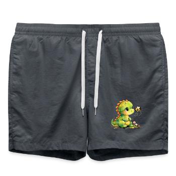 Dinosaure aquarelle avec abeille : Dino mignon - Short de bain - charbon - Devant - AI Model Male 185 light (185cm)