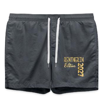 Rente 2027 Rentnerin - Badeshorts - Anthrazit - Vorne - AI Model Male 185 light (185cm)