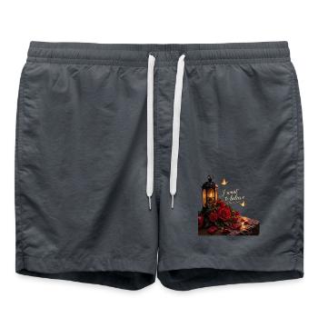Ich will glauben: Rosenlaterne - Badeshorts - Anthrazit - Vorne - AI Model Male 185 light (185cm)