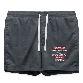 Schmerz lehrt, Lektionen verändern einen Menschen - Badeshorts - Anthrazit - Vorne - AI Model Male 185 light (185cm)