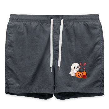 Verspielter Geisterkatzen-Kürbis - Badeshorts - Anthrazit - Vorne - AI Model Male 185 light (185cm)