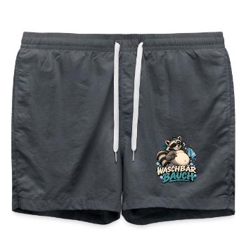 Waschbär Bauch Cartoon - Badeshorts - Anthrazit - Vorne - AI Model Male 185 light (185cm)