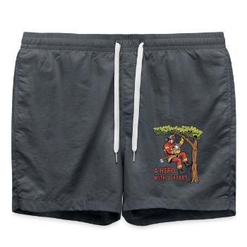 A Hero with a Heart - Swim Trunks - anthracite - Front - AI Model Male 185 light (185cm)