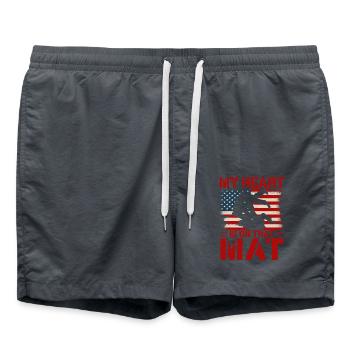 My heart is on that Mat Judo - Swim Trunks - anthracite - Front - AI Model Male 185 light (185cm)