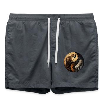 Yin Yang Wildkatzen - Badeshorts - Anthrazit - Vorne - AI Model Male 185 light (185cm)