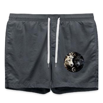 Yin Yang Wildkatzen - Badeshorts - Anthrazit - Vorne - AI Model Male 185 light (185cm)