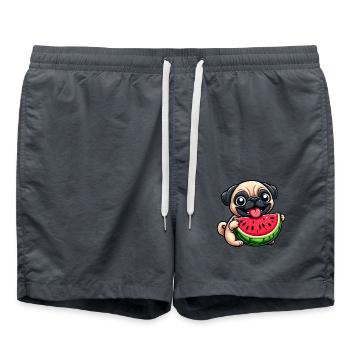 Süßer Mops Wassermelone Sommerfrucht Glücklich - Badeshorts - Anthrazit - Vorne - AI Model Male 185 light (185cm)