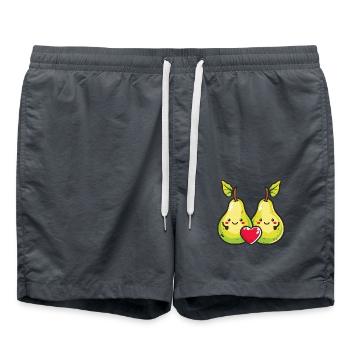 Birne Paar Liebe Herz Comic - Badeshorts - Anthrazit - Vorne - AI Model Male 185 light (185cm)