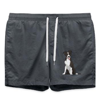 Border Collie Dog - Swim Trunks - anthracite - Front - AI Model Male 185 light (185cm)